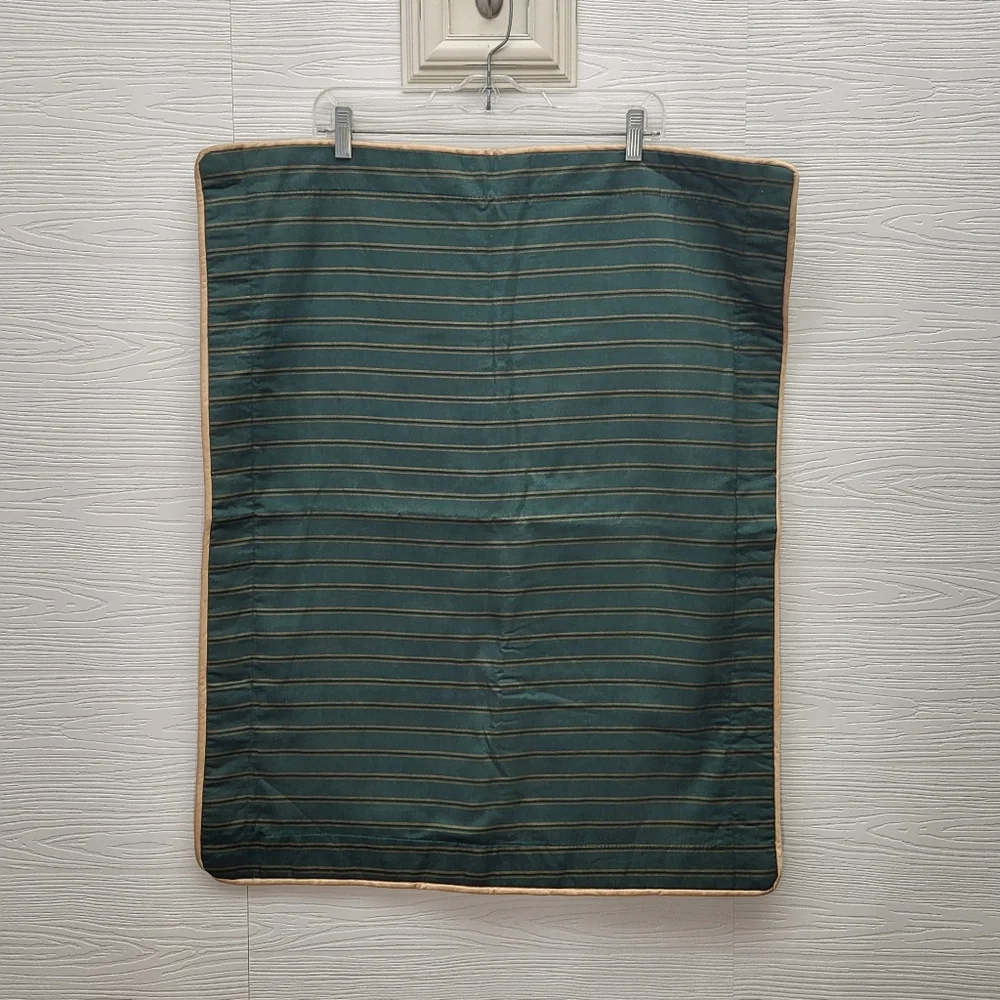 VTG ROYAL SATEEN BY 1989 KITAN 2 KING PILLOW SHAMS HUNTER GREEN GOLD STRIPED
